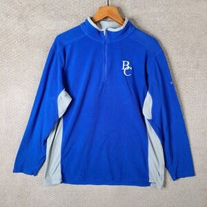 Columbia Pullover Mens XL Blue Gray Fleece 1/4 Zip BC Logo Polyester Outdoor‎